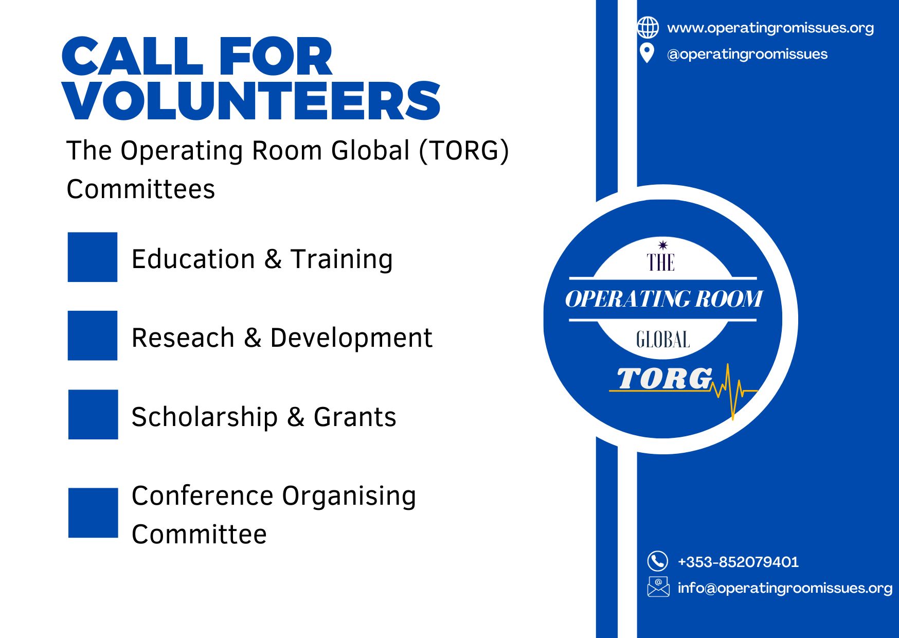 Call for Volunteers! Join The Operating Room Global (TORG) and make a difference in healthcare worldwide!