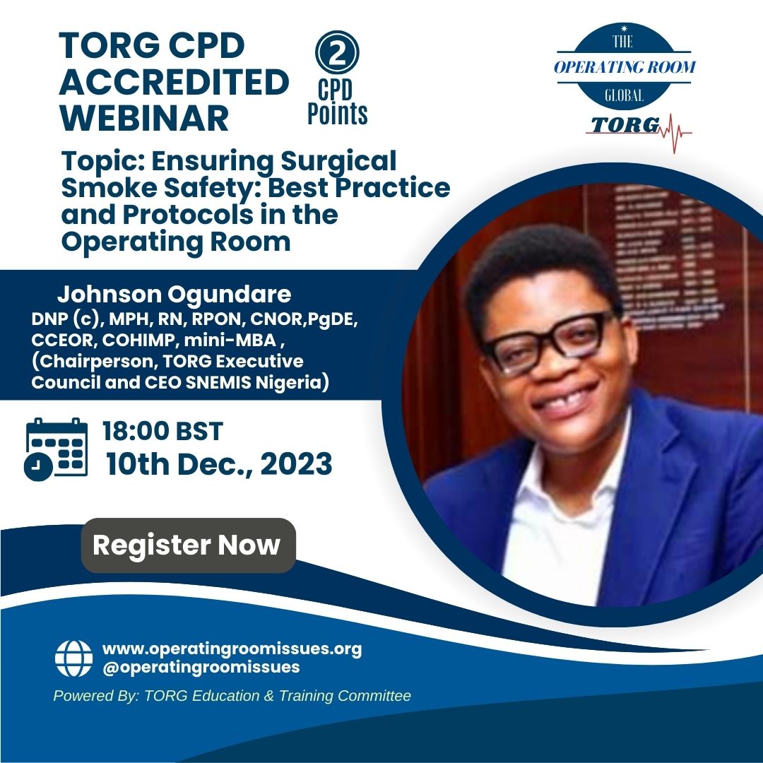 Join us for The Operating Room Global (TORG) CPD Accredited Webinar Sunday, December 10th 2023 at 18:00 BST.
